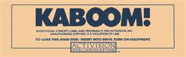 Top of cartridge artwork for Kaboom! on the Atari 8-bit.