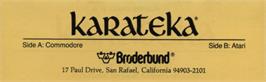 Top of cartridge artwork for Karateka on the Atari 8-bit.