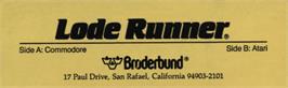 Top of cartridge artwork for Lode Runner on the Atari 8-bit.