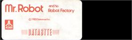 Top of cartridge artwork for Mr. Robot and his Robot Factory on the Atari 8-bit.