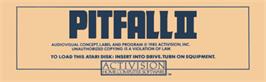 Top of cartridge artwork for Pitfall II on the Atari 8-bit.