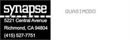 Top of cartridge artwork for Quasimodo on the Atari 8-bit.