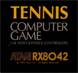 Top of cartridge artwork for RealSports Tennis on the Atari 8-bit.