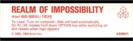 Top of cartridge artwork for Realm Of Impossibility on the Atari 8-bit.