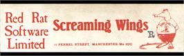 Top of cartridge artwork for Screaming Wings on the Atari 8-bit.