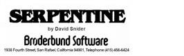 Top of cartridge artwork for Serpentine on the Atari 8-bit.
