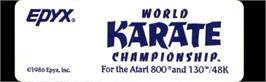 Top of cartridge artwork for World Karate Championship on the Atari 8-bit.