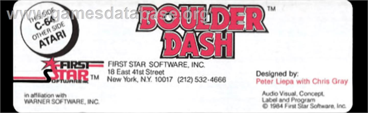 Boulder Dash - Atari 8-bit - Artwork - Cartridge Top