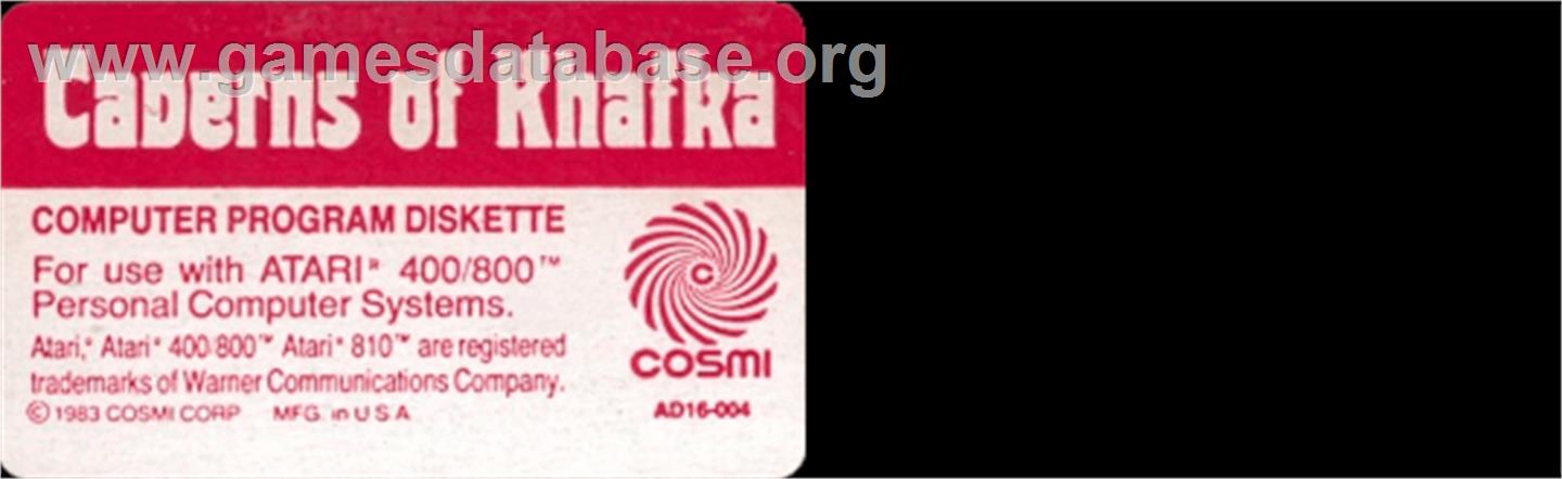 Caverns of Khafka - Atari 8-bit - Artwork - Cartridge Top
