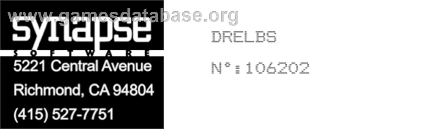 Drelbs - Atari 8-bit - Artwork - Cartridge Top