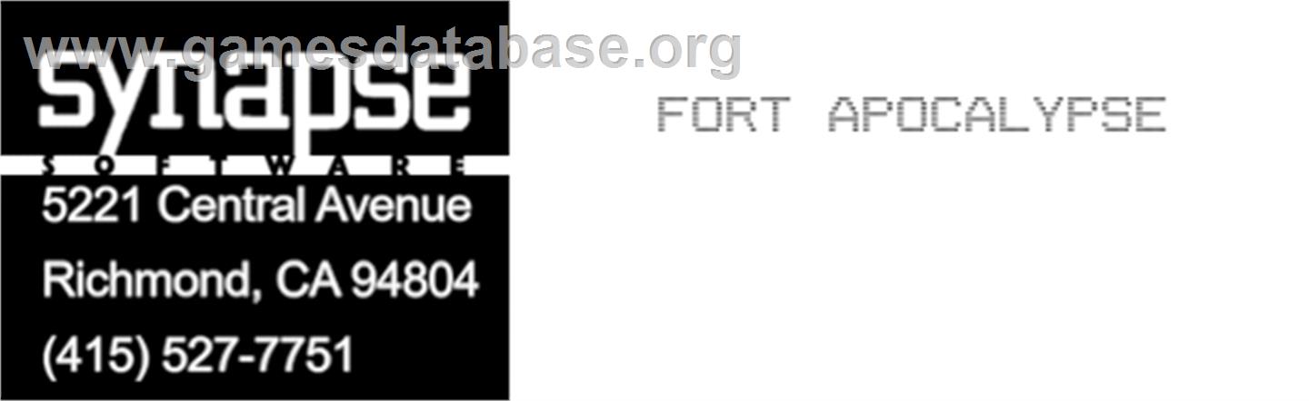 Fort Apocalypse - Atari 8-bit - Artwork - Cartridge Top