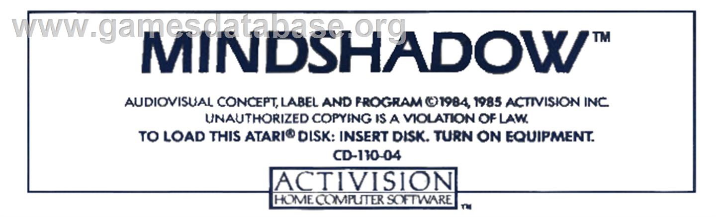 Mindshadow - Atari 8-bit - Artwork - Cartridge Top