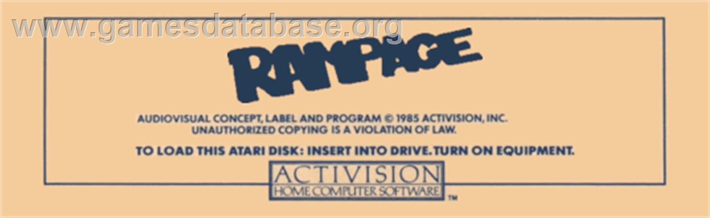 Rampage - Atari 8-bit - Artwork - Cartridge Top