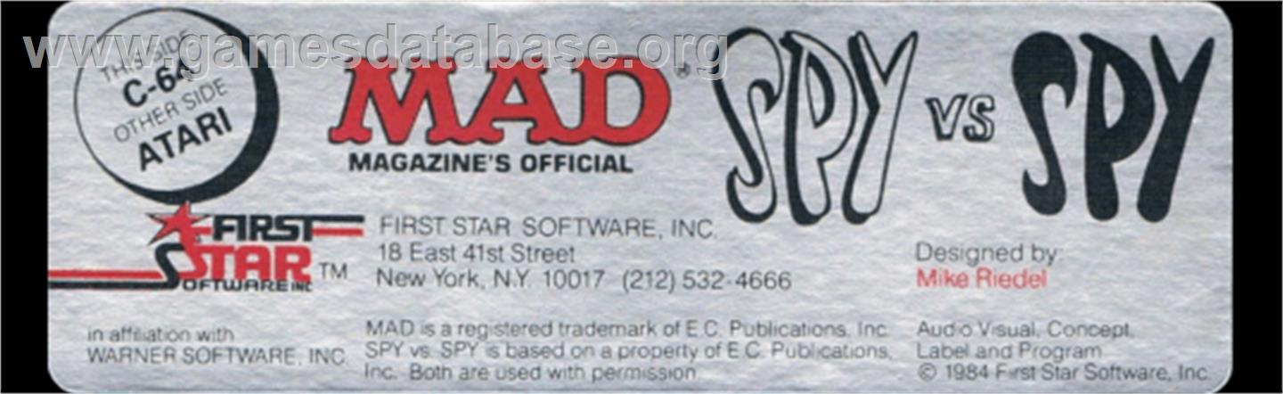Spy vs. Spy - Atari 8-bit - Artwork - Cartridge Top