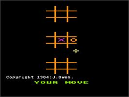 In game image of 3-d Noughts And Crosses on the Atari 8-bit.
