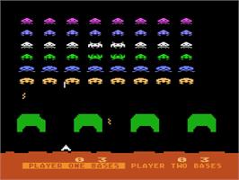 In game image of Atari Invaders on the Atari 8-bit.