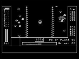 In game image of Auto Duel on the Atari 8-bit.
