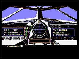 In game image of B-1 Nuclear Bomber on the Atari 8-bit.