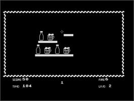 In game image of Beer Shot on the Atari 8-bit.
