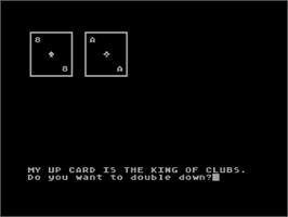 In game image of Blackjack on the Atari 8-bit.