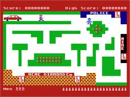 In game image of Cops 'n' Robbers on the Atari 8-bit.