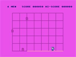 In game image of Cuthbert Goes Walkabout on the Atari 8-bit.