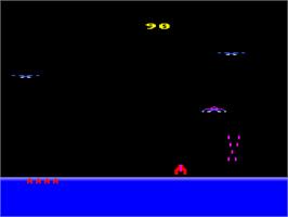 In game image of Demon Attack on the Atari 8-bit.
