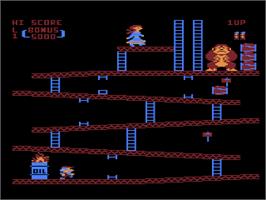 In game image of Donkey Kong on the Atari 8-bit.
