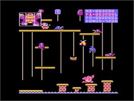 In game image of Donkey Kong Junior on the Atari 8-bit.