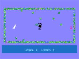 In game image of Dragon Defense on the Atari 8-bit.