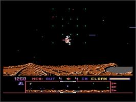 In game image of Dropzone on the Atari 8-bit.