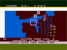 In game image of Earthquake San Francisco 1906 on the Atari 8-bit.