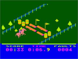 In game image of Equestrian on the Atari 8-bit.