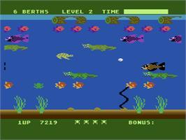 In game image of Frogger 2: Three Deep on the Atari 8-bit.