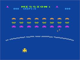 In game image of Gorf on the Atari 8-bit.