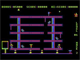 In game image of Hard Hat Mack on the Atari 8-bit.
