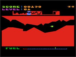 In game image of Harrier Mission on the Atari 8-bit.