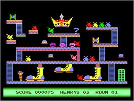 In game image of Henry's House on the Atari 8-bit.