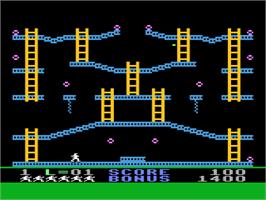 In game image of Jumpman on the Atari 8-bit.