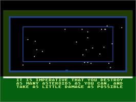 In game image of Jupiter Mission 1999 on the Atari 8-bit.