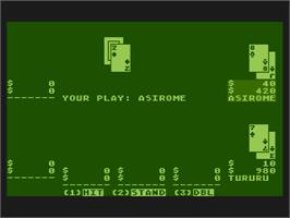 In game image of Ken Uston's Professional Blackjack on the Atari 8-bit.