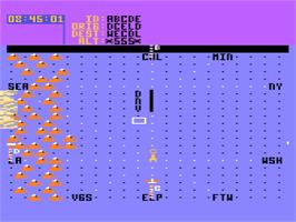 In game image of Kennedy Approach on the Atari 8-bit.