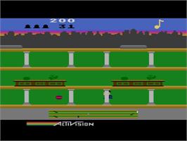 In game image of Keystone Kapers on the Atari 8-bit.