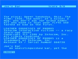 In game image of Leather Goddesses of Phobos on the Atari 8-bit.