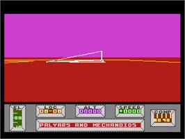 In game image of Mercenary: Escape From Targ with the Second City on the Atari 8-bit.