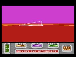 In game image of Mercenary: Escape From Targ with the Second City on the Atari 8-bit.