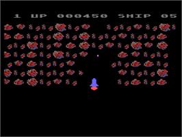 In game image of Moon Shuttle on the Atari 8-bit.