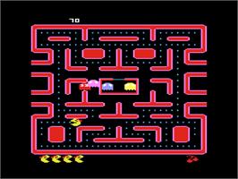 In game image of Ms. Pac-man on the Atari 8-bit.