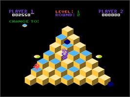 In game image of Q*bert on the Atari 8-bit.
