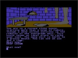 In game image of Red Moon on the Atari 8-bit.